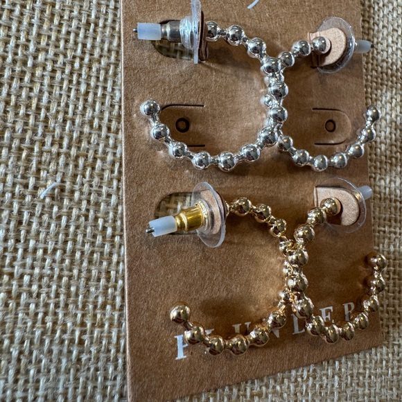 Plunder Silver and Gold Hoop Earrings - Picture 4 of 5